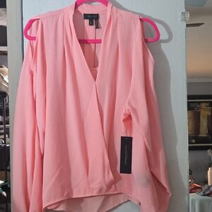 Donna Karan Newyork Blouson Wrap Blouse.
